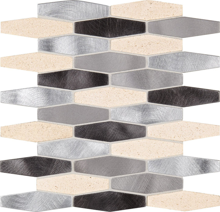 Daltile Fanfare Infinite Mirage 1" x 4" Stretched Hexagon Mosaic 12" x 12" Timeless Illusion