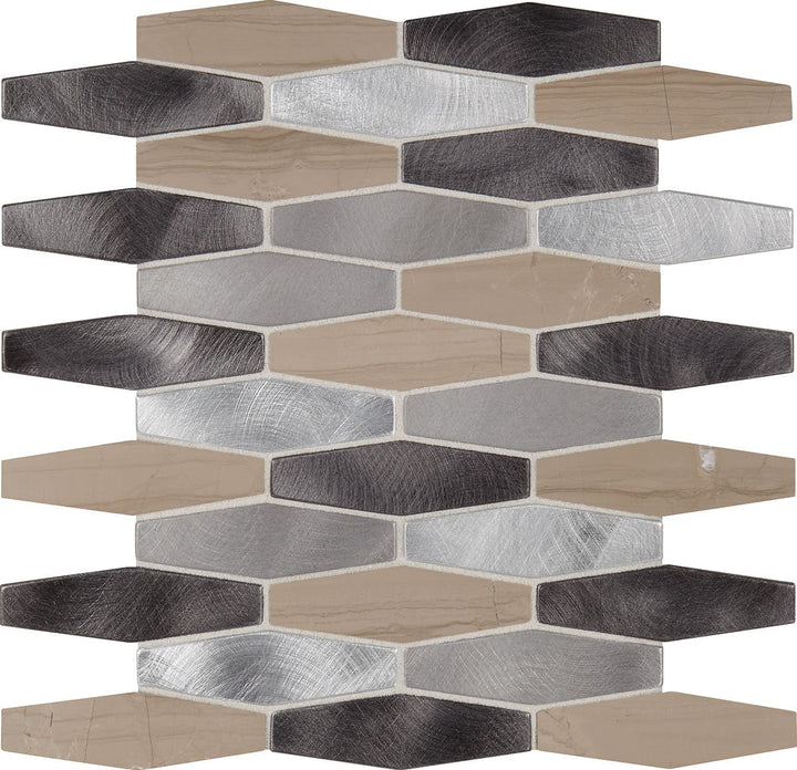 Daltile Fanfare Infinite Mirage 1" x 4" Stretched Hexagon Mosaic 12" x 12" Forever Aura
