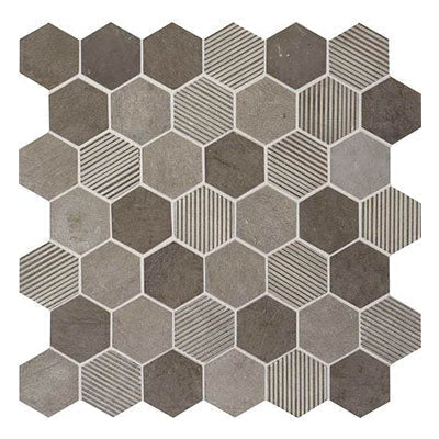 Daltile Limestone 2" Hexagon Mosaic 12" x 13" Moselle Gris