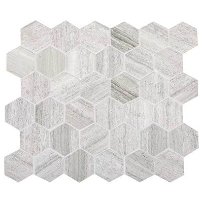 Daltile Limestone 2" Hexagon Mosaic 12" x 13" Chenille White