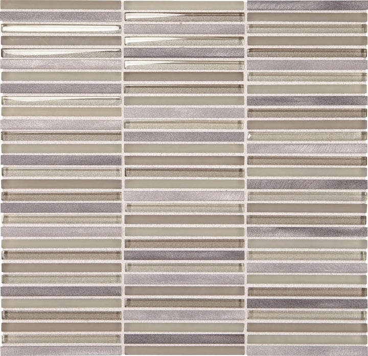 Daltile Fanfare Lucent Skies 0.37" x 4" Stacked Mosaic 12" x 12" Nightfall Luster