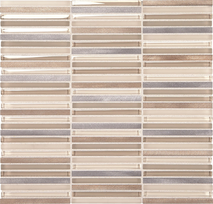 Daltile Fanfare Lucent Skies 0.37" x 4" Stacked Mosaic 12" x 12" Sunlit Dawn
