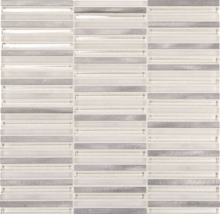 Daltile Fanfare Lucent Skies 0.37" x 4" Stacked Mosaic 12" x 12" Celestial Winter