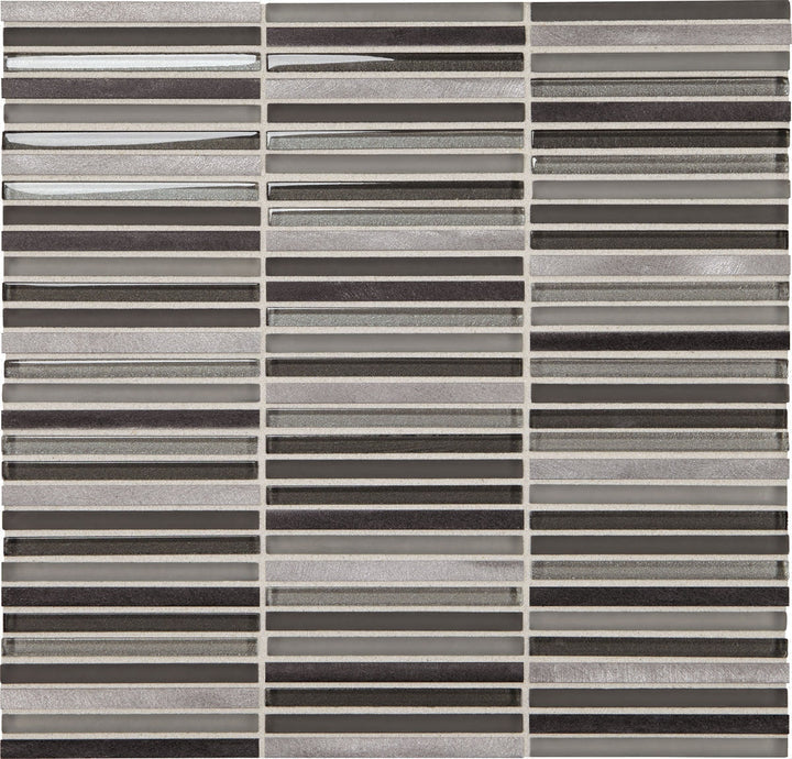 Daltile Fanfare Lucent Skies 0.37" x 4" Stacked Mosaic 12" x 12" Twilight Gleam