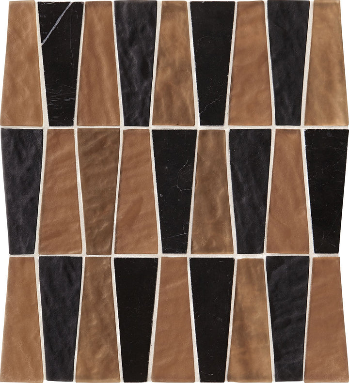 Daltile Fanfare Regal Pendant 1.5" x 4" Trapezoid Mosaic 11" x 12" Pharaoh Onyx
