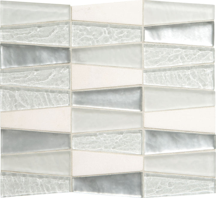 Daltile Fanfare Regal Pendant 1.5" x 4" Trapezoid Mosaic 11" x 12" Czarina Ice