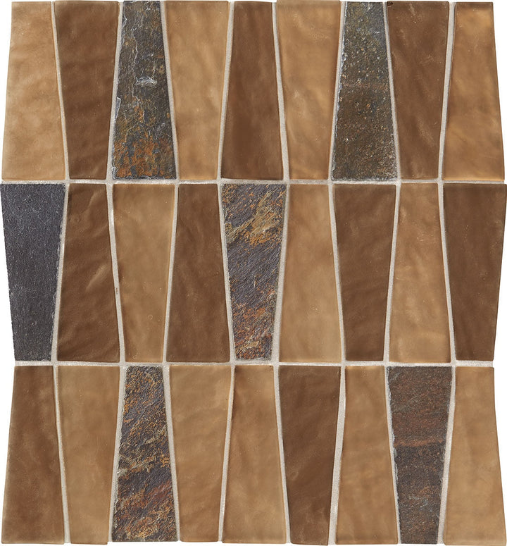 Daltile Fanfare Regal Pendant 1.5" x 4" Trapezoid Mosaic 11" x 12" Duchess Gold
