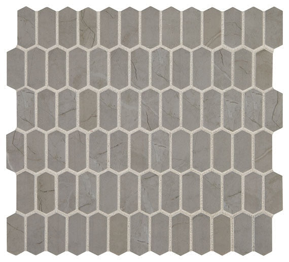 Daltile Fanfare Statuette 1" x 2" Picket Mosaic 12" x 12" Paloma Gray