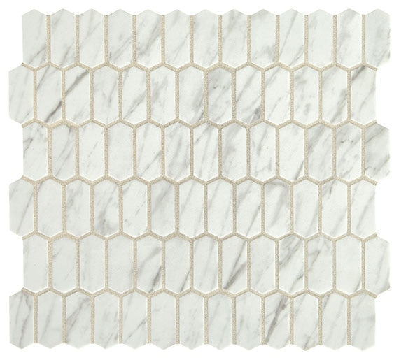 Daltile Fanfare Statuette 1" x 2" Picket Mosaic 12" x 12" Venetian White