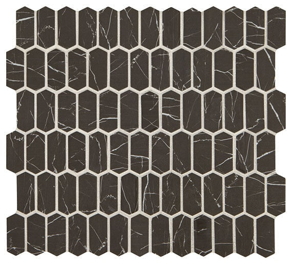 Daltile Fanfare Statuette 1" x 2" Picket Mosaic 12" x 12" Night Shade