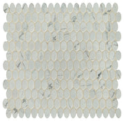 Daltile Fanfare Statuette 0.5" x 1" Oval Mosaic 12" x 12" Silver Satin