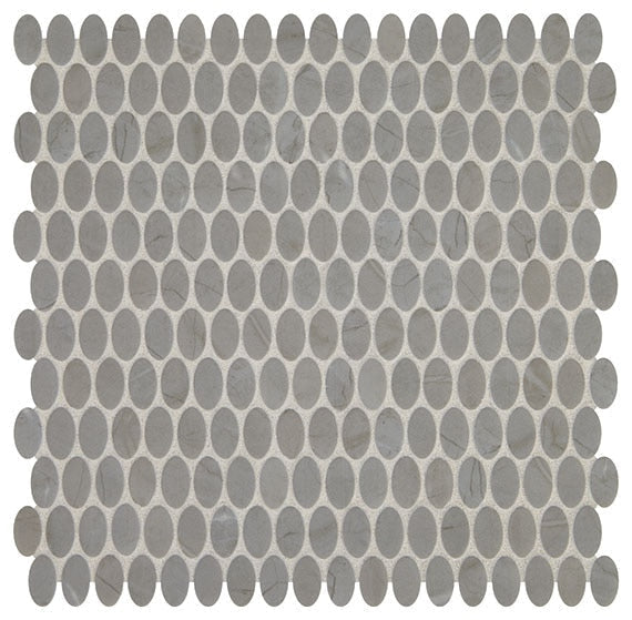 Daltile Fanfare Statuette 0.5" x 1" Oval Mosaic 12" x 12" Paloma Gray