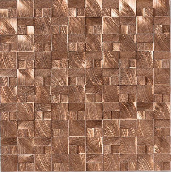 Daltile Anthology 1" x 1" 3D Block Mosaic 12" x 12" Copper