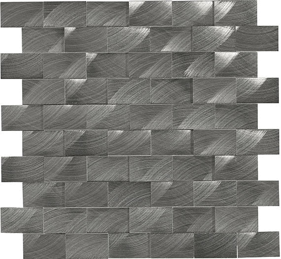 Daltile Anthology 1" x 2" 3D Brick Joint Mosaic 12" x 12" Gunmetal