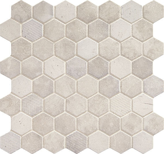 Daltile Fanfare Vintage Hex 1.5" Hexagon Mosaic 12" x 12" Wisdom White