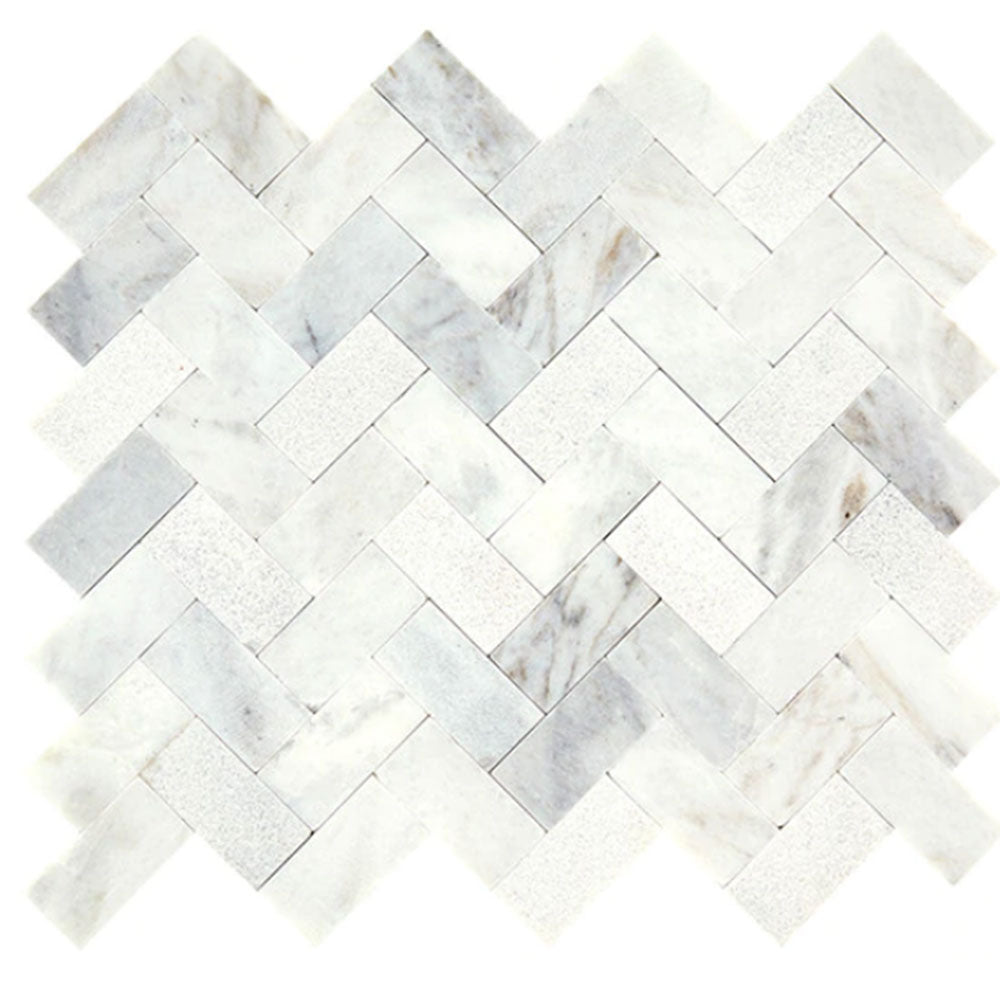 Daltile Minute Mosaix 12" x 11" Herringbone Daphne White