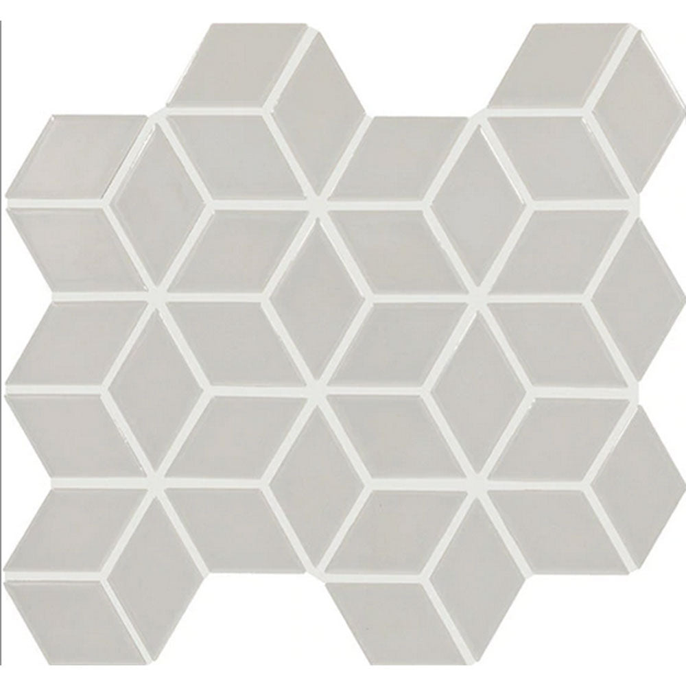 Daltile Color Wheel Retro 2" x 3" 3D Cube Mosaic 12" x 13" Glossy Desert Gray