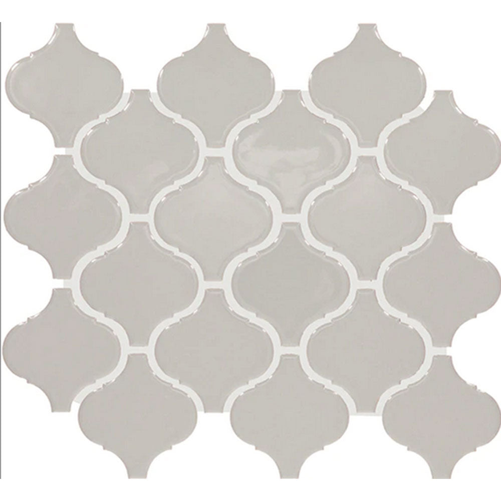Daltile Color Wheel Retro 3" x 3" Arabesque Mosaic 11" x 12" Glossy Desert Gray