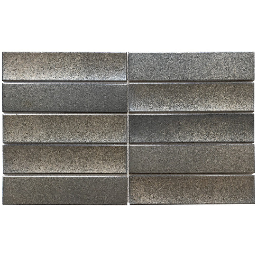 Emser Kaizen 2" x 8" Stacked Mosiac 9" x 15" Satin  Pewter