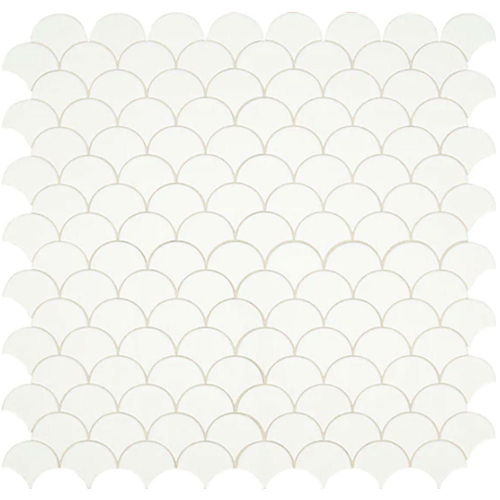 Daltile Revalia Remix 3" Fan Mosaic 14" x 14" Felicity White
