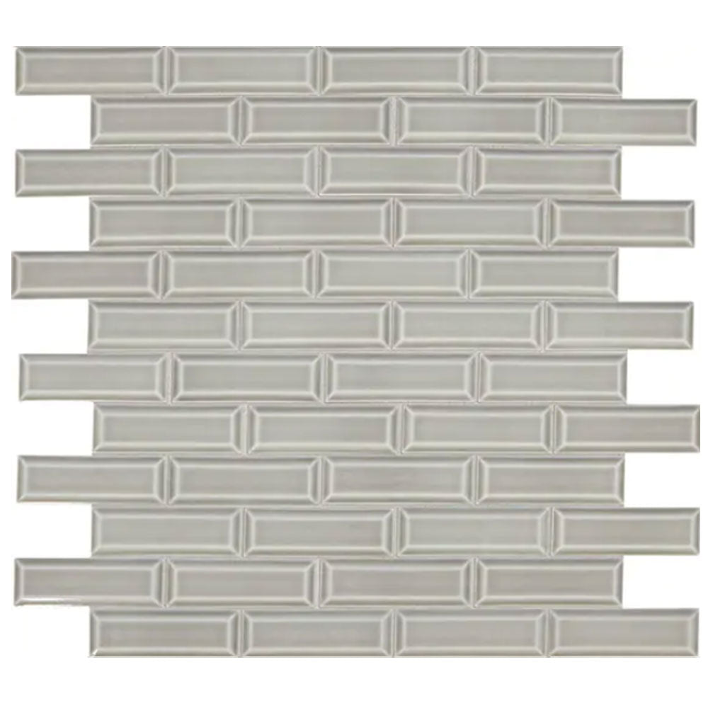 Daltile Revalia Remix 2" x 6" Brick Joint Beveled Mosaic 13" x 15" Festive Gray