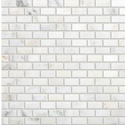 Daltile Marble 0.5" x 1" Brick Joint Mosaic 12" x 12" First Snow Eleg