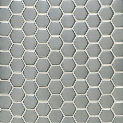 Daltile Metallica 1" x 1" Hexagon Mosaic 12" x 12" Br Stainless St