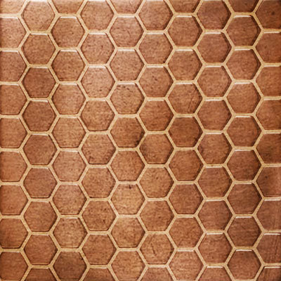 Daltile Metallica 1" x 1" Hexagon Mosaic 12" x 12" Oxidized Copper
