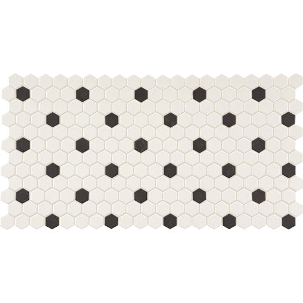 Daltile Keystones 1" Hexagon 12" x 21" Arctic White/Black