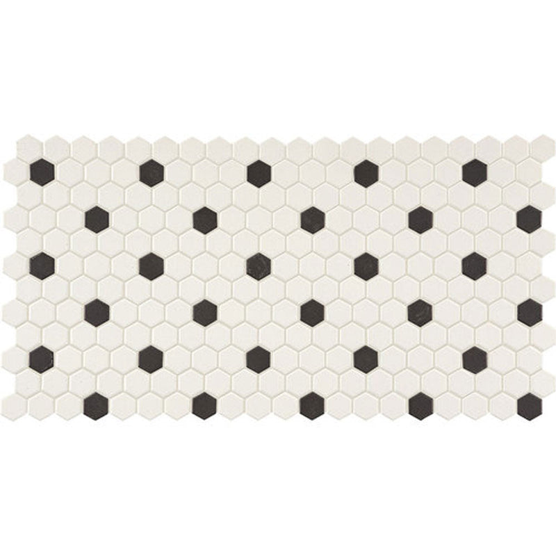 Daltile Keystones 1" Hexagon 12" x 21" Arctic White/Black