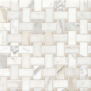 Bedrosians Basket Weave Mosaics 12" x 12" Calacatta Oro and Jura Beige Dot
