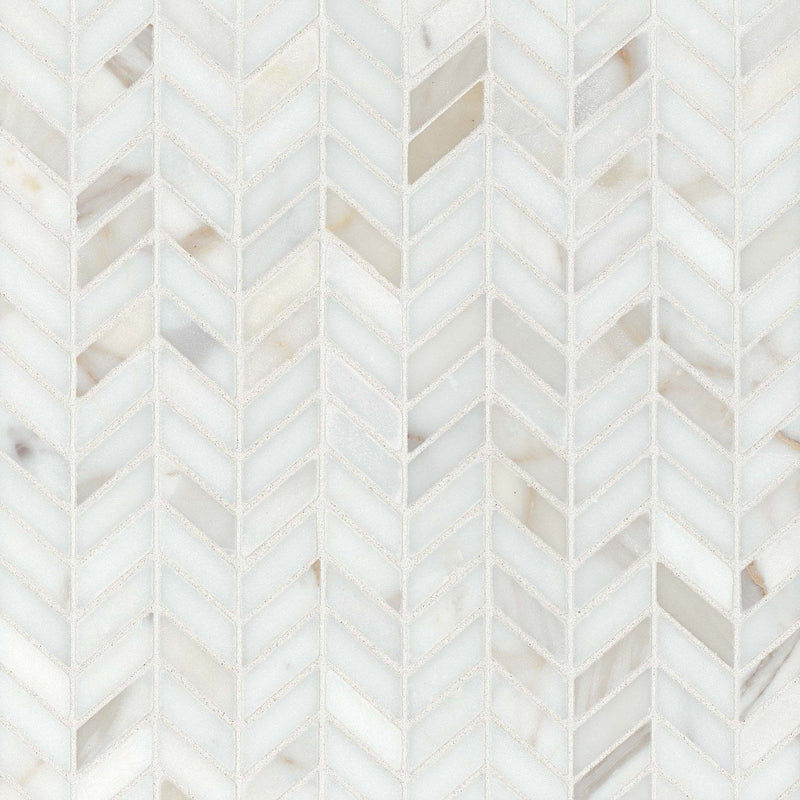Bedrosians Marble 12" x 12" Chevron Mosaic Honed Calacatta Oro