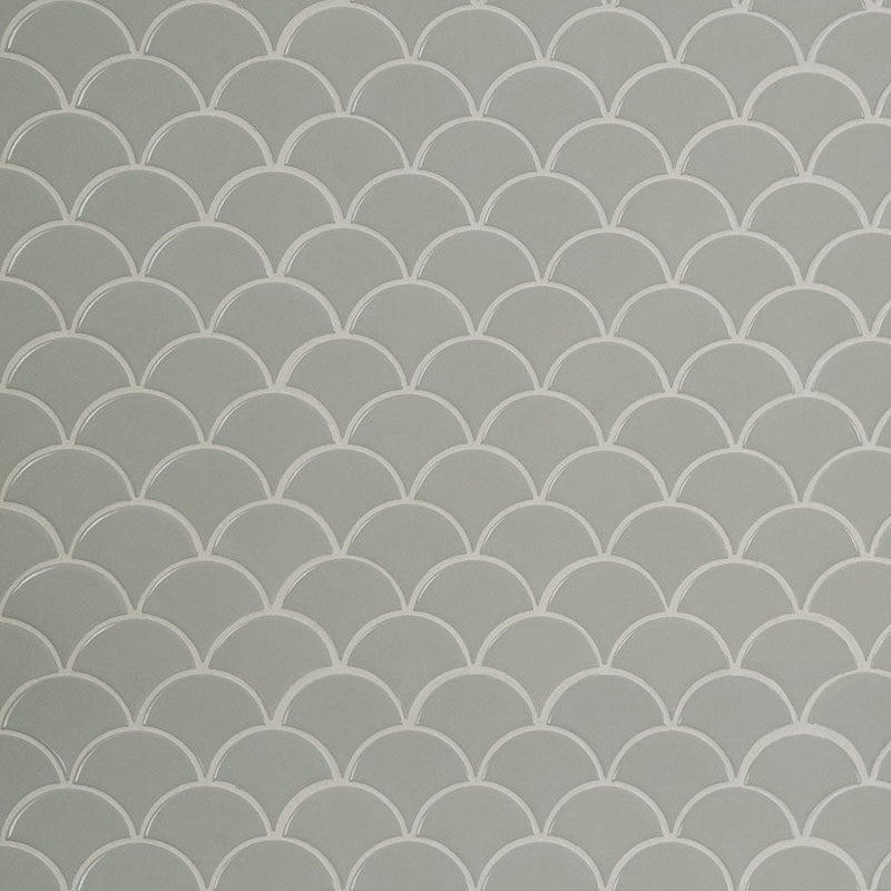 MS International Domino 12" x 12" Scallop Glossy Gray