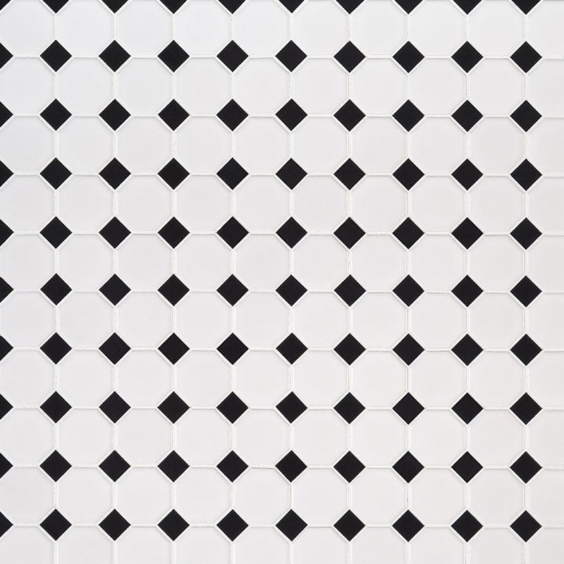 MS International Domino 12" x 12" Octagon 2" White And Black