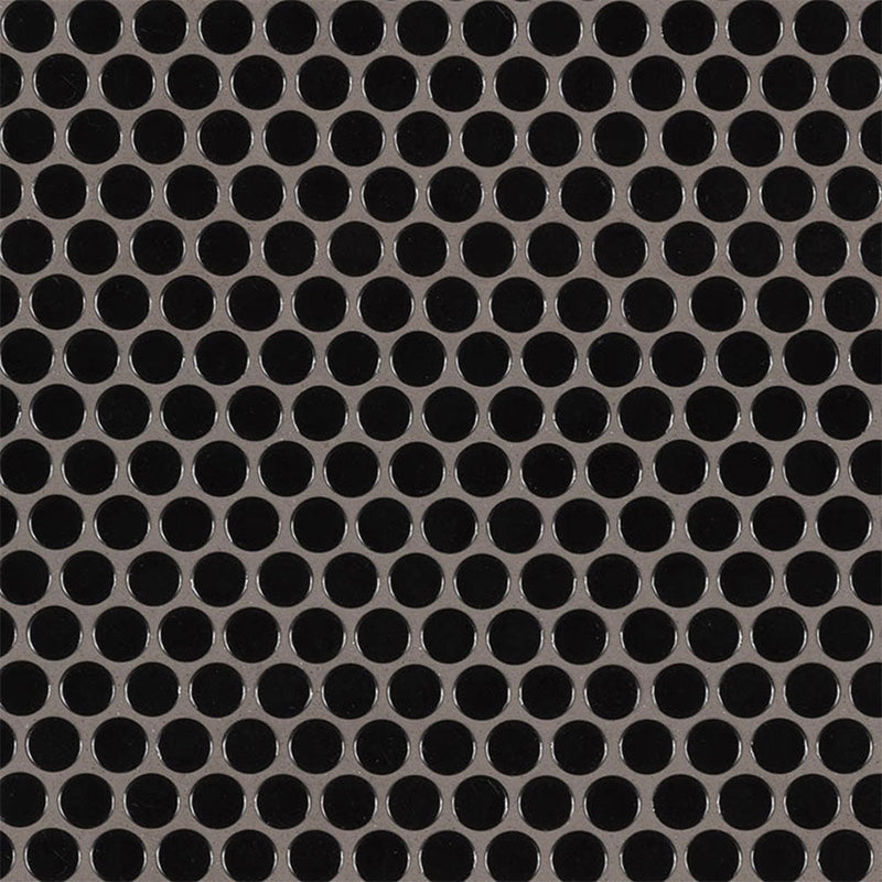 MS International Domino 12" x 12" Penny Round GLossy Nero