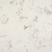 MS International Pietra 2" x 2" Mosaic Hexagon Carrara