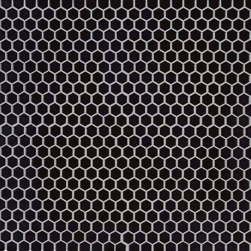 MS International Domino 12" x 12" Hexagon 1" Glossy Black