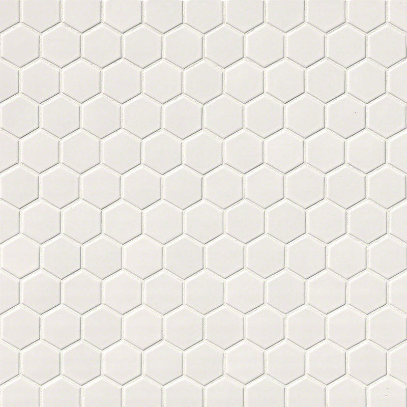 MS International Domino 12" x 12" Hexagon 2" Matte White