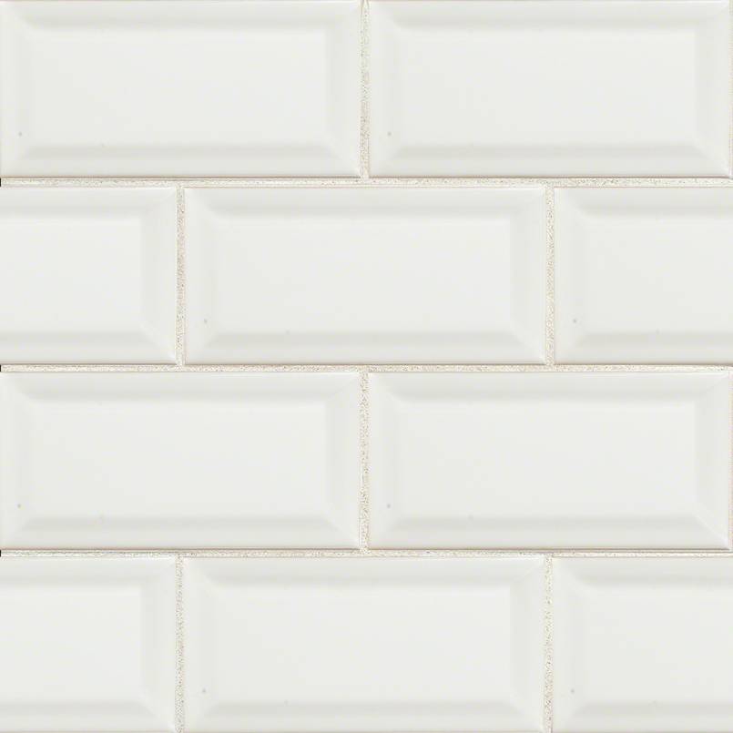 MS International Domino 12" x 12" Beveled 3" x 6" Glossy White