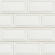 MS International Domino 12" x 12" Beveled 3" x 6" Glossy White