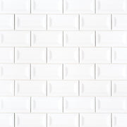 MS International Domino 12" x 12" Inverted Beveled 3" x 6" White