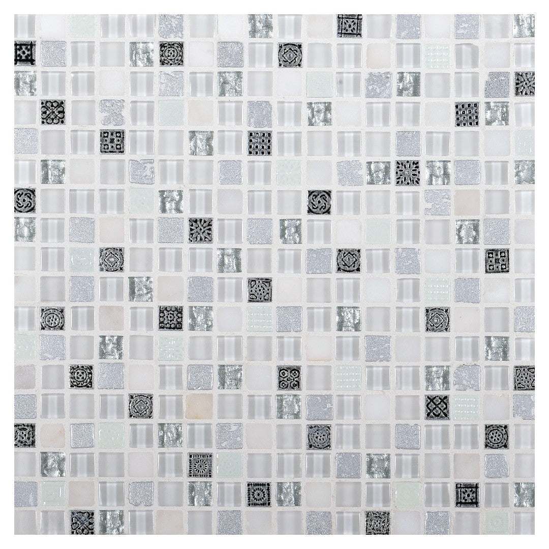 Daltile Marvel 0.625" x 0.625" Straight Joint Mosaic 12" x 12" Mixed Opal