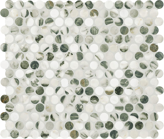 Marazzi Editorial 0.75" x 0.75" Penny Round Mosiac 11" x 13" Mixed Vireo Balmain