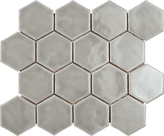 Marazzi Artistic Reflections 3" x 3" Hexagon Glossy Rain