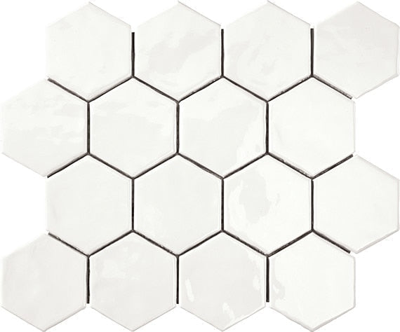 Marazzi Artistic Reflections 3" x 3" Hexagon Glossy Artic