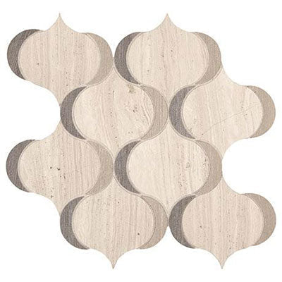 Marazzi Castellina Stone Mosaic 14" x 14" Modern Arabesque Gray And Fawn