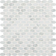 Daltile Marble 1.5" x 0.75" Oval Mosaic 12" x 13" Carrara White