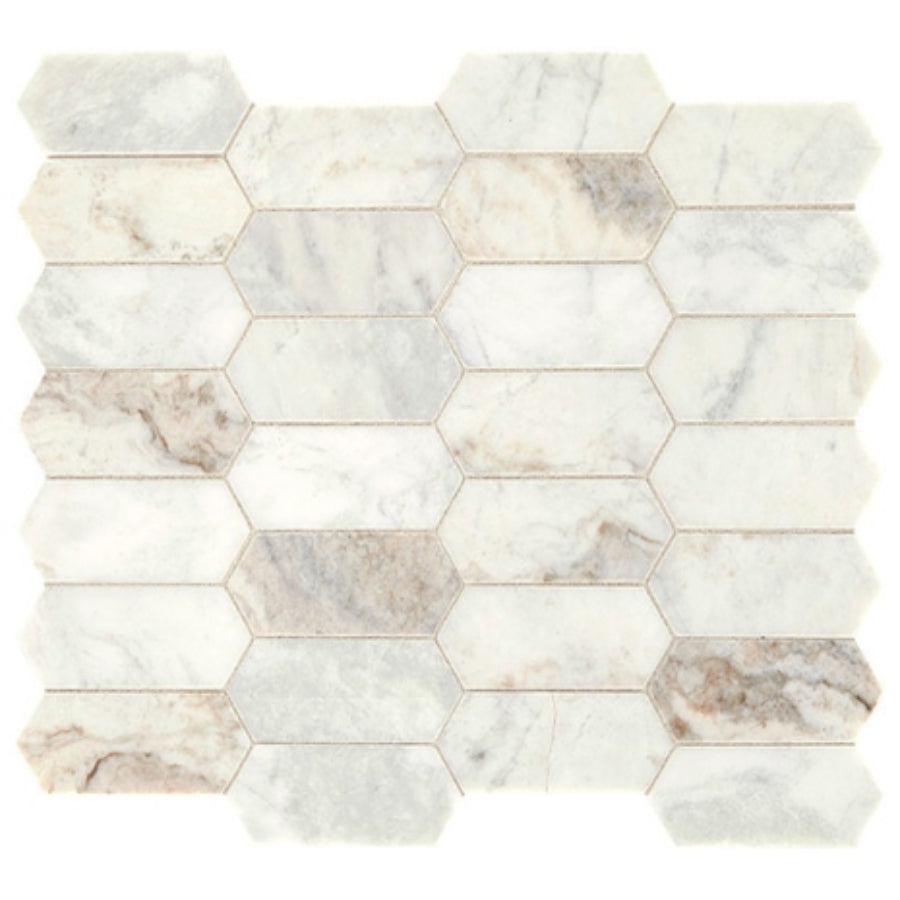Daltile Marble 2" x 4" Elongated Hexagon Daphne White