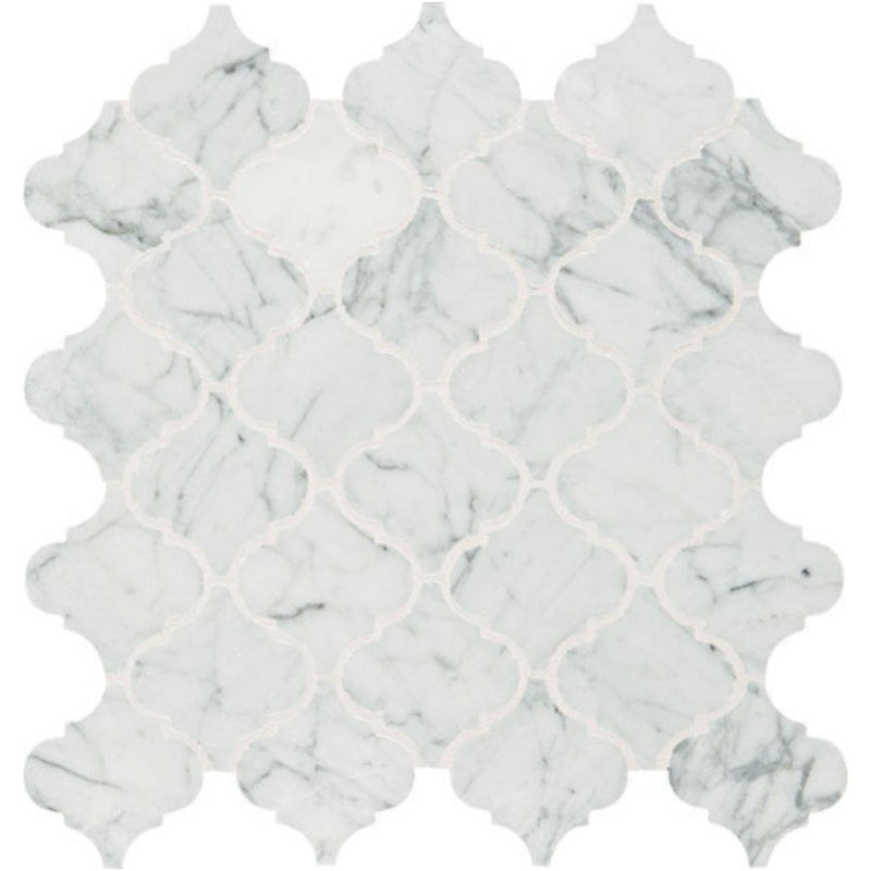 Daltile Marble 3" x 3" Baroque Mosaic 13" x 14" Carrara White