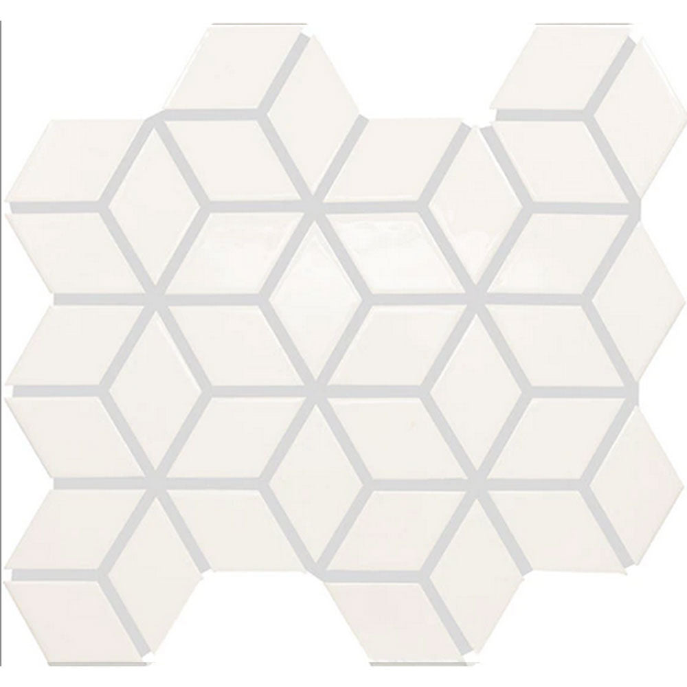 Daltile Color Wheel Retro 2" x 3" 3D Cube Mosaic 12" x 13" Matte Matte Arctic White